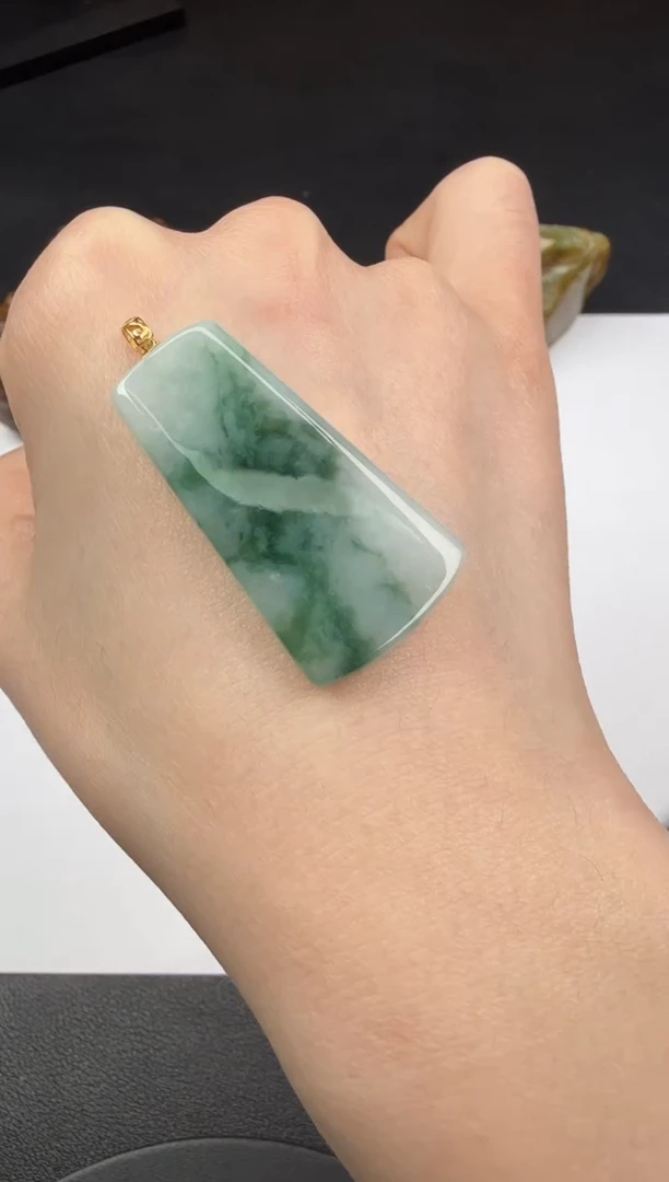 吊坠(不含链)18K金镶嵌翡翠翡翠饰品-52