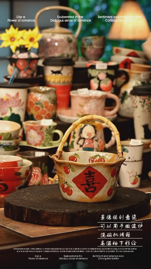 陶瓷景德镇高温釉下彩手工手绘款式