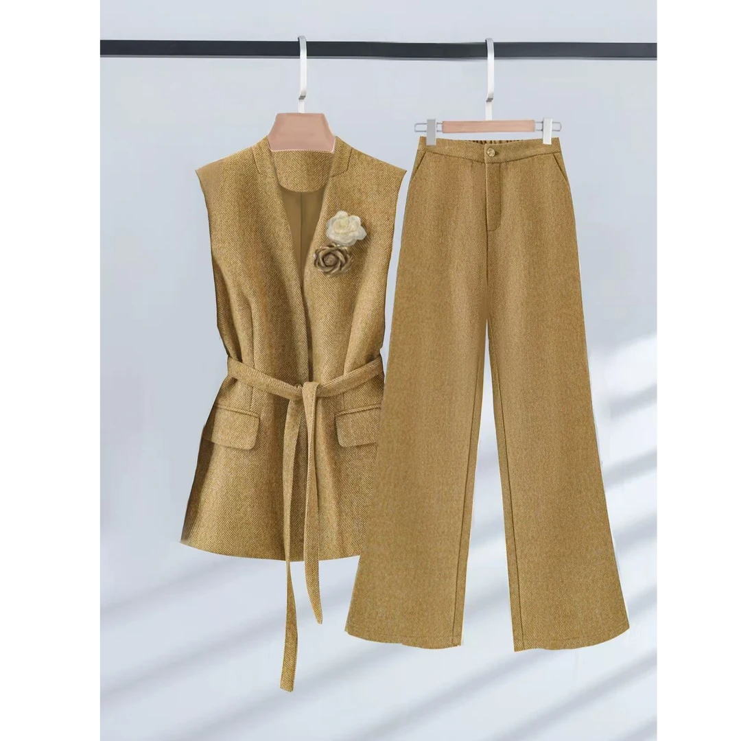 〈纪朵研〉1515百搭休闲风秋季时尚套装阔腿裤优雅气质风休闲两件套