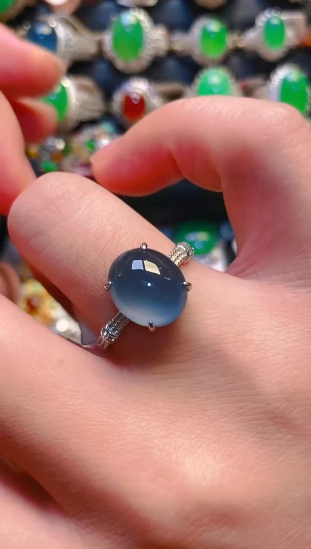 银S925镶嵌戒指翡翠天然