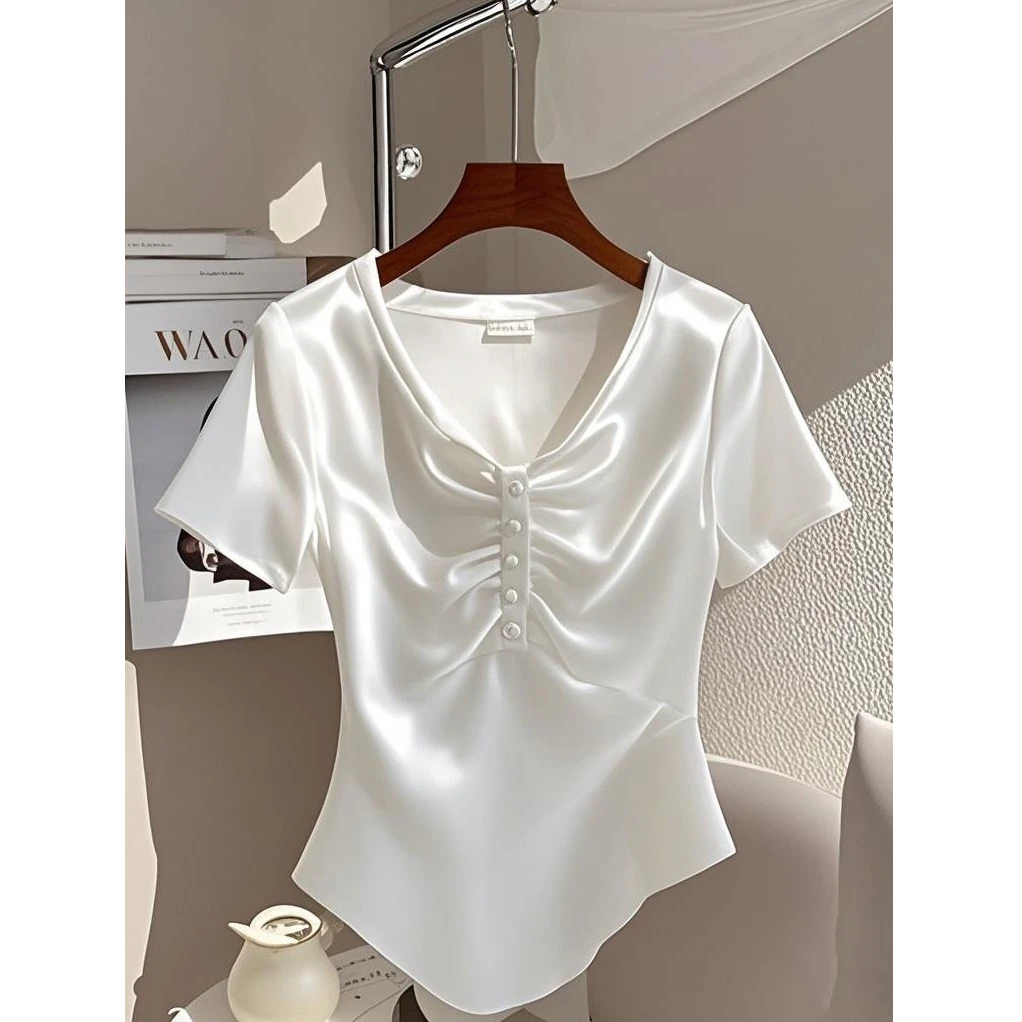 2025夏季新款洋气独特漂亮小衫高级感气质百搭显瘦上衣T恤女爆款