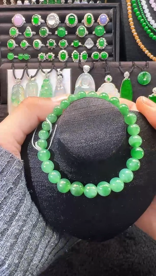 【闪购商品】翡翠手串未镶嵌冰种阳绿珠子手串
