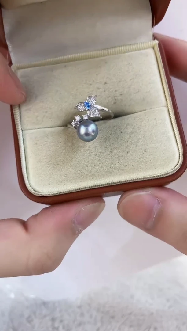 银S925镶嵌海水珍珠戒指