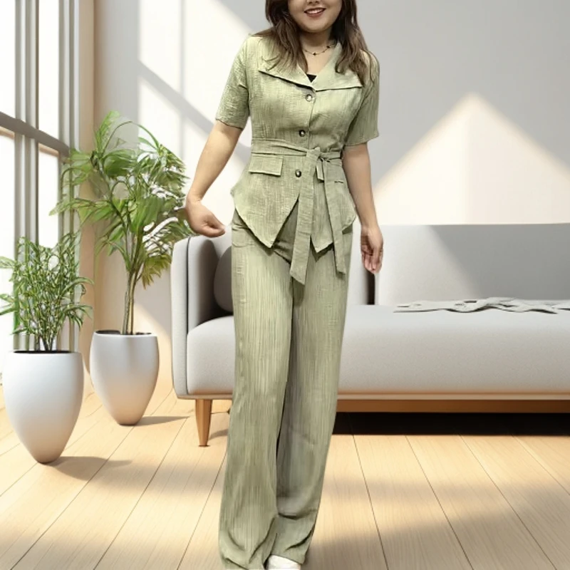 2025年新款时尚两件套短袖显瘦气质休闲减龄轻熟洋气高腰夏季裙子