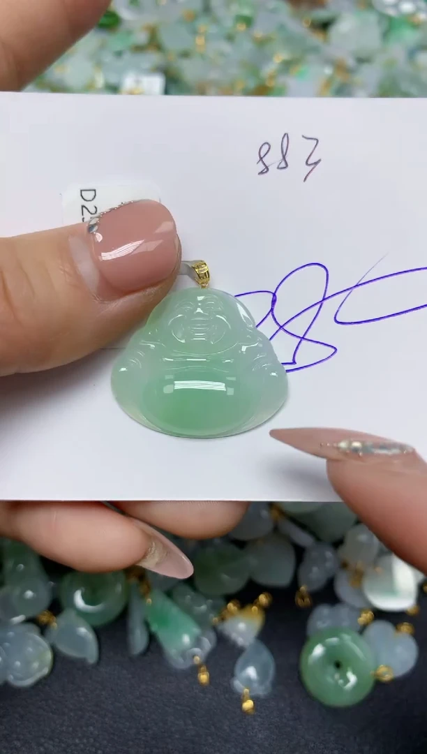 【闪购商品】翡翠挂件18K金镶嵌 天然翡翠A货