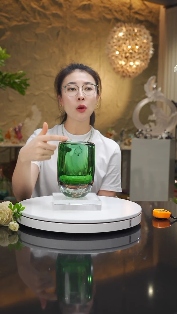 琉璃手工艺品福利琥珀绿花瓶