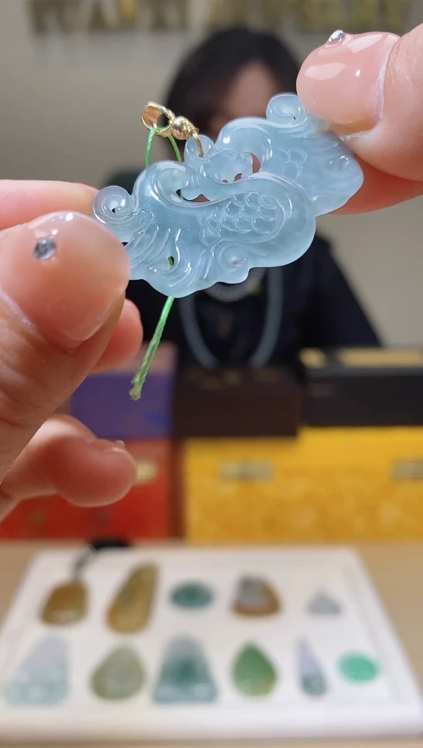 【闪购商品】翡翠颈饰未镶嵌天然A货翡翠凤舞九天吊坠