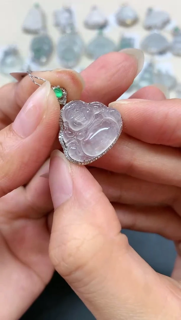 翡翠18K金镶嵌吊坠(不含链)A608|3980