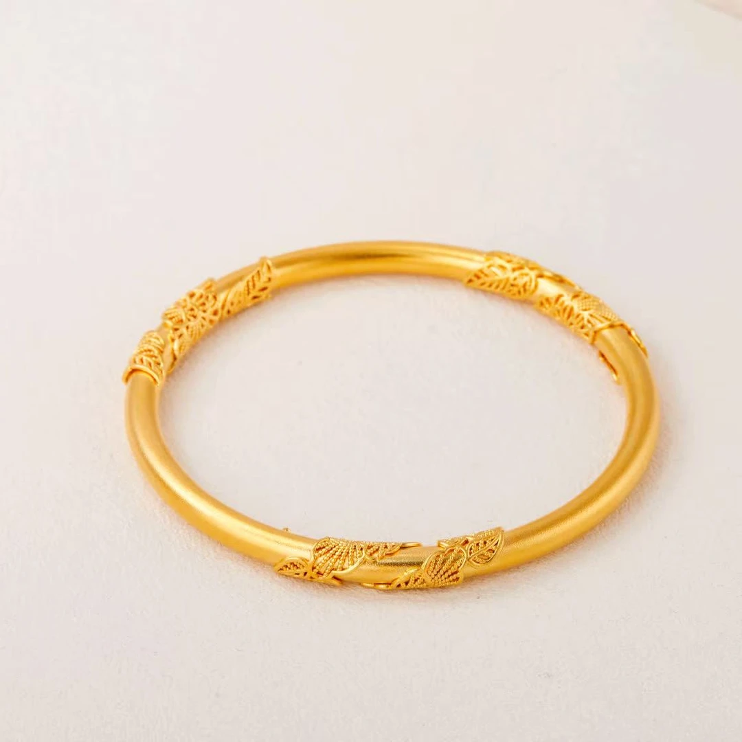 足银手镯 古法繁花似锦手镯时尚简约百搭手工女