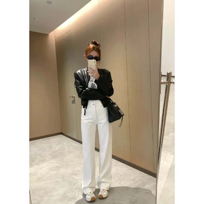 白色直筒牛仔裤 250261