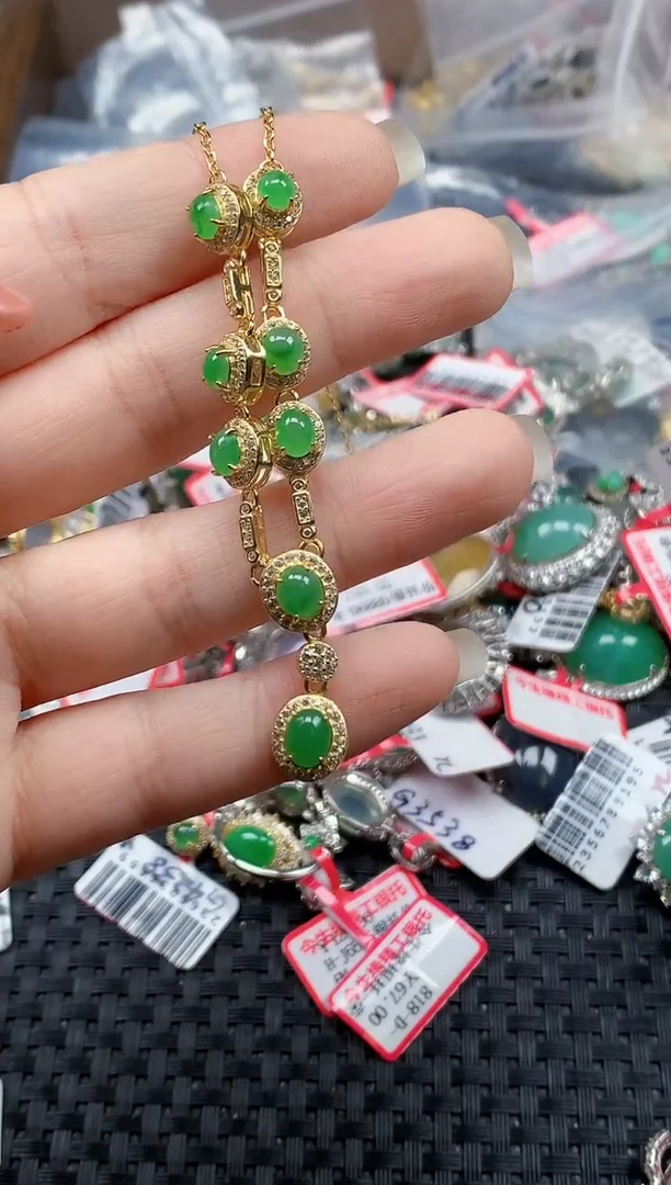 银S925镶嵌戒指翡翠天然A货缅甸翡翠