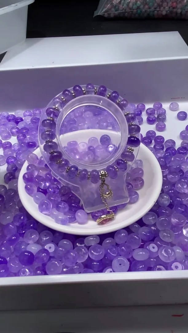 颈饰未镶嵌水晶W3144紫碧玺算盘10*6MM*10颗