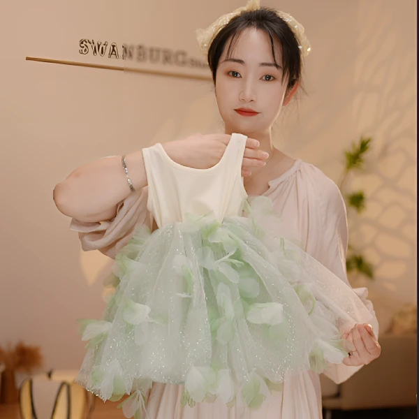 【Y.d6417】25夏季新款女童小清新气质网纱公主裙女宝洋气背心裙