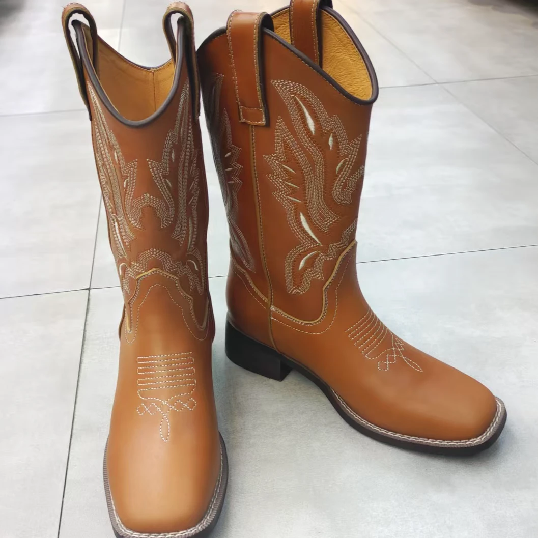 23627-1玛拉沁夏季中筒女士靴纯色皮带扣中筒防水台百搭小众鞋子