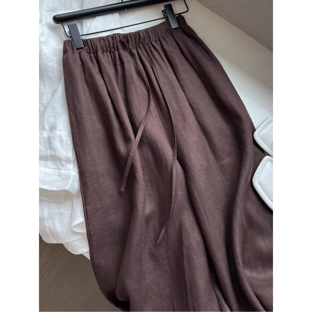 好穿到尖叫！老钱风复古栗子色山本裤女夏轻薄慵懒休闲垂感阔腿裤