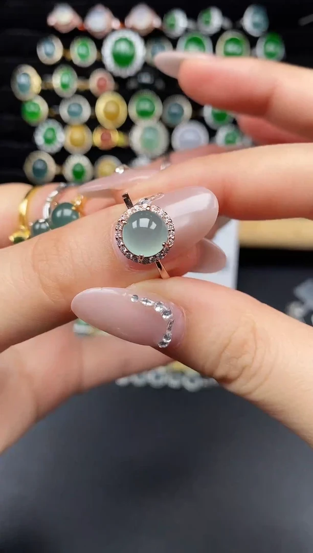 银S925镶嵌戒指翡翠11