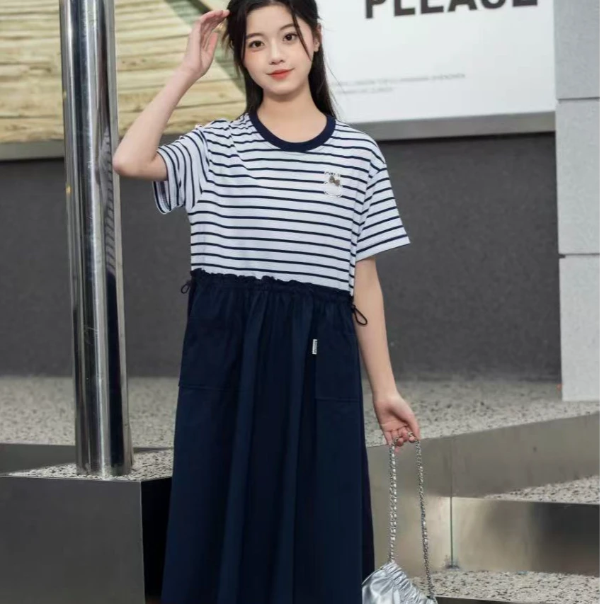 夏季新款童装女孩儿大版休闲连衣裙升旗2505