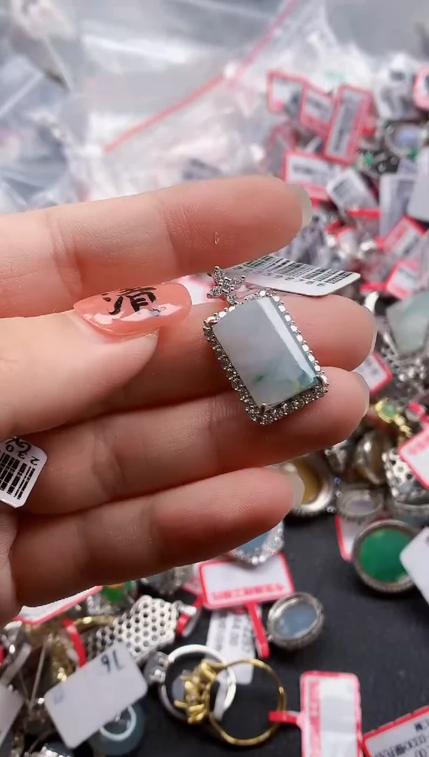 银S925镶嵌戒指翡翠天然A货缅甸翡翠