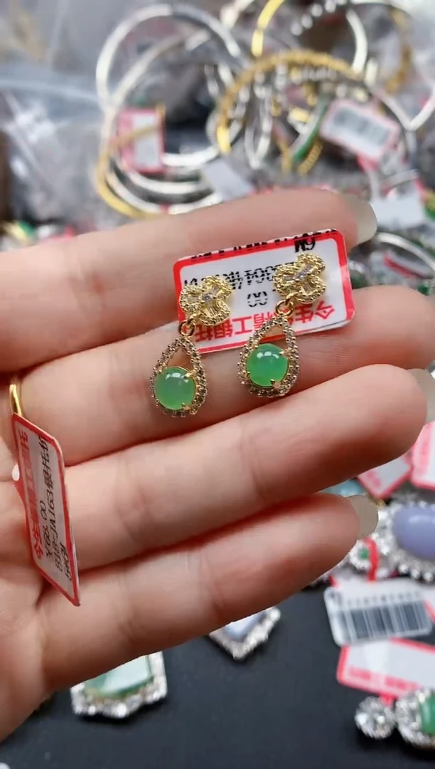 银S925镶嵌戒指翡翠天然A货缅甸翡翠