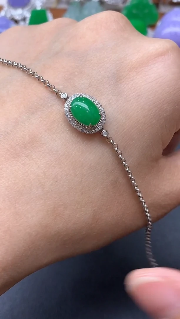 18K金镶嵌手链翡翠443-中国好珍宝