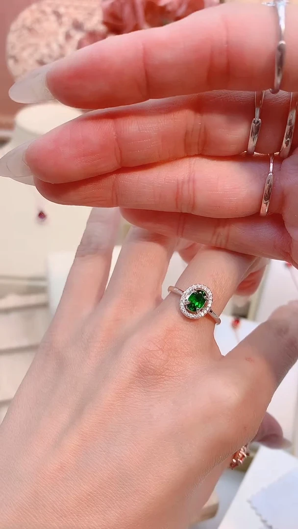 银S925镶嵌透辉石戒指透辉石