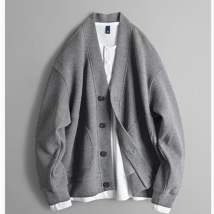 仓石一树高级感港风ins爆款慵懒风V领开衫针织男痞帅慵懒风男装