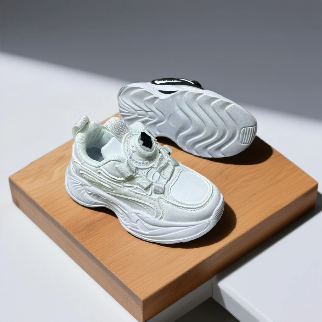 1139-2新款童鞋小白鞋旋转纽扣轻便通用时尚鞋