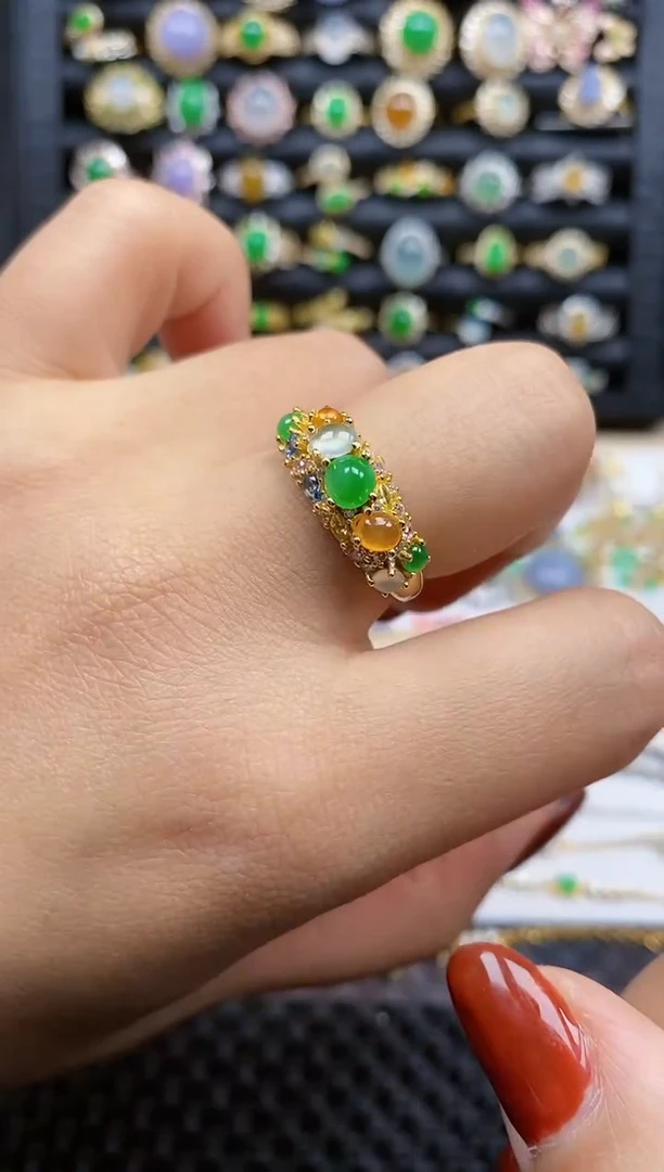 银S925镶嵌戒指翡翠476