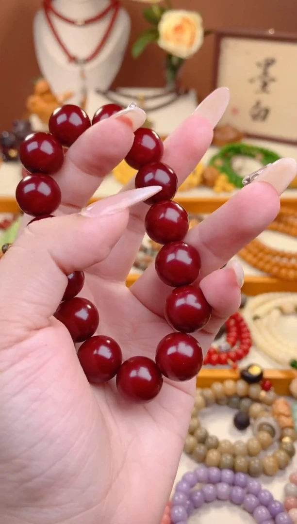 【闪购商品】菩提根/象牙果手串车厘子红圆珠单圈14mm