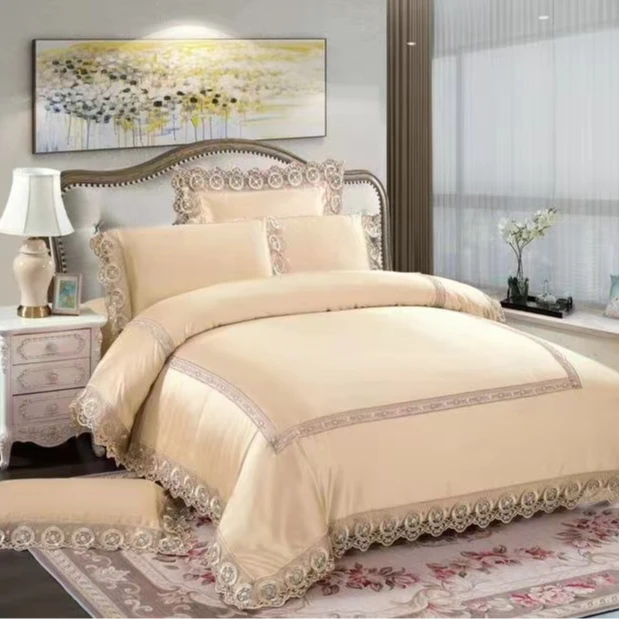 【黄金定制版】高奢真丝棉蕾丝高定款纯棉四件套-布尔雅娜/金