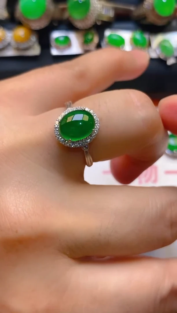 【闪购商品】翡翠耳饰银S925镶嵌天然A货翡翠1