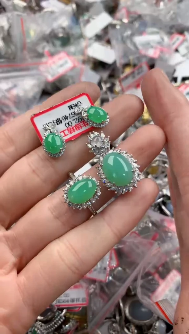 银S925镶嵌戒指翡翠555   3