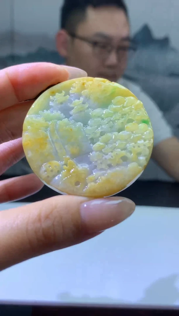 【闪购商品】定制翡翠未镶嵌013ee-毛货山水牌48赠高货绳