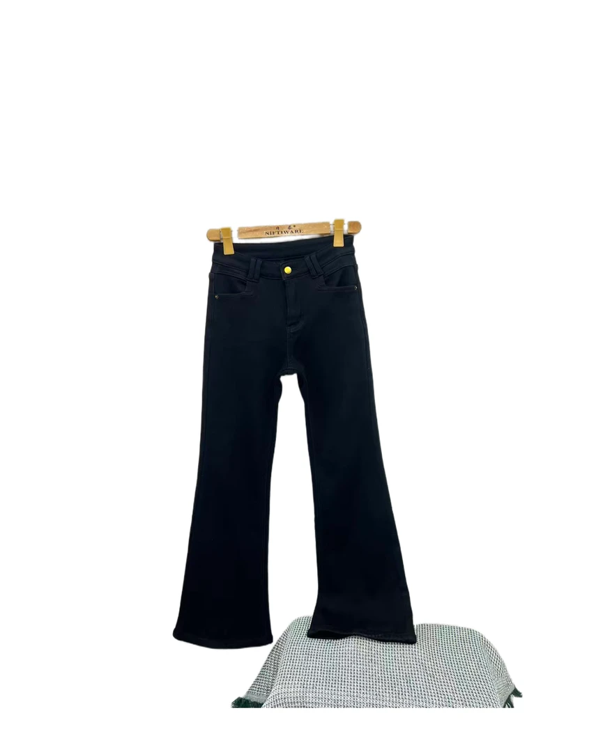 D  9251-3  加绒  一粒扣  时尚  高级感  纯色  牛仔裤