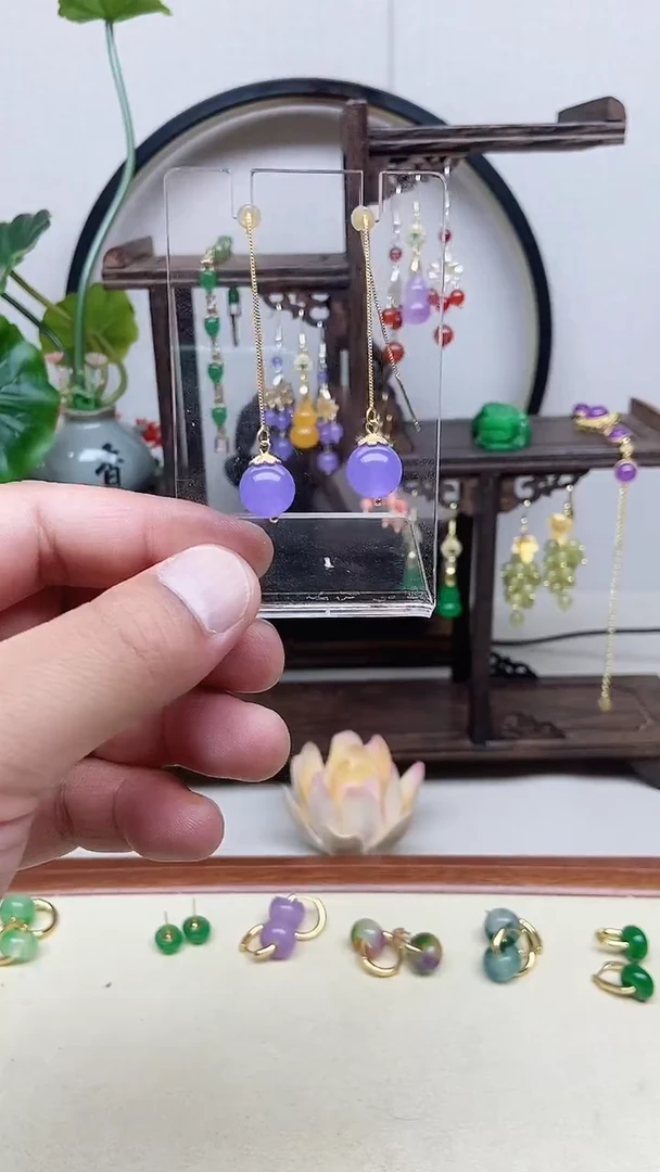 翡翠14K金镶嵌耳饰10号