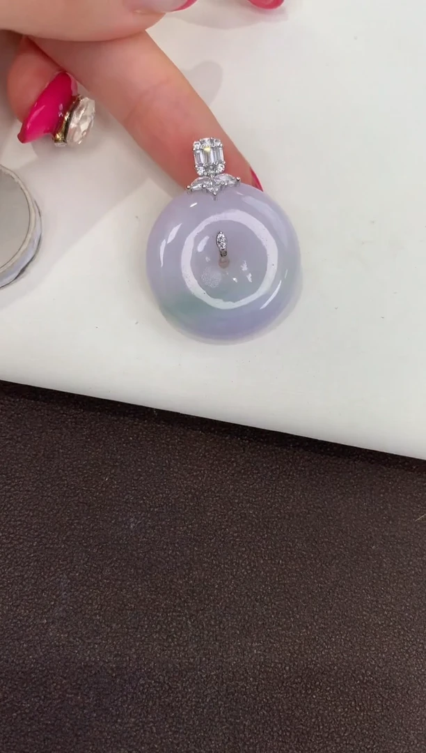 颈饰银S925镶嵌翡翠天然缅甸a货翡翠