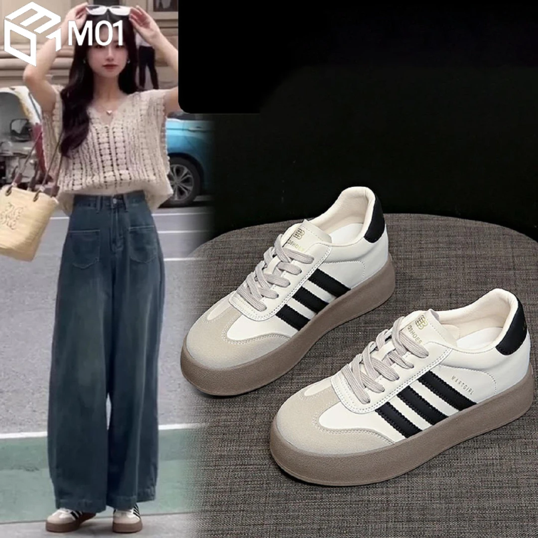 M012025新款爆款小白鞋厚底7厘米时尚休闲百搭内增高德训鞋女款