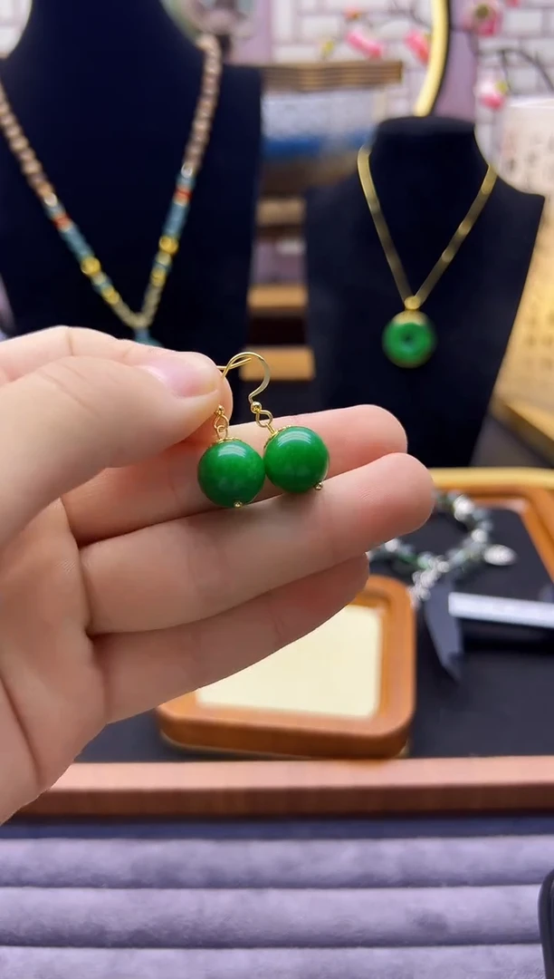 【闪购商品】翡翠耳饰14K金镶嵌E333