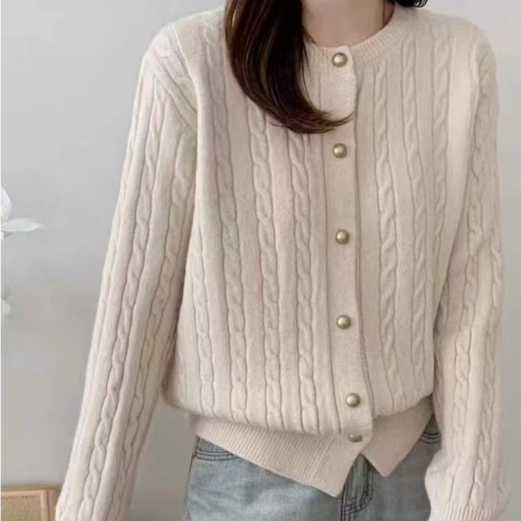 （120-241）精品羊毛秋冬开衫外套秋冬针织显瘦春秋时尚圆领