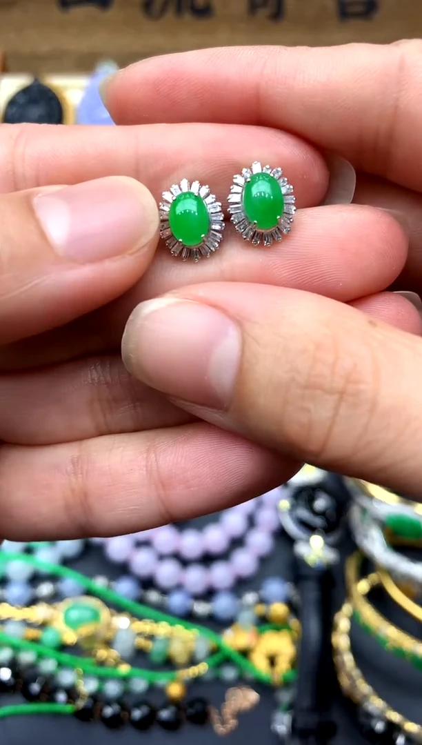 【闪购商品】翡翠耳饰18K金镶嵌354-中国好珍宝