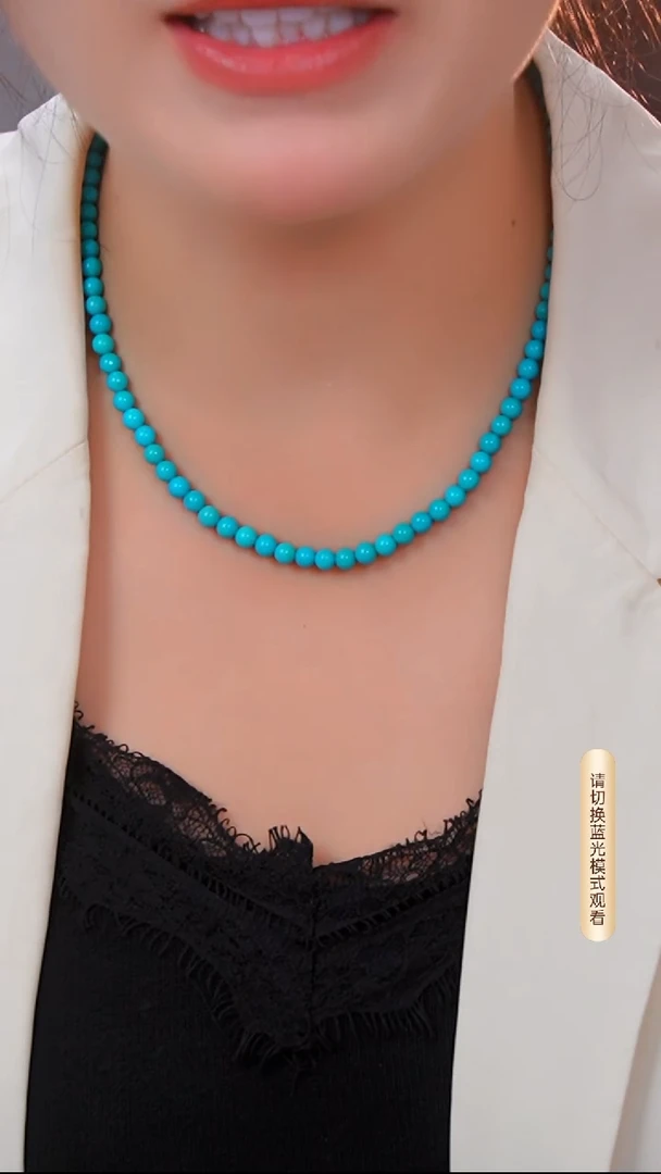 银S925镶嵌绿松石项链5mm+发货一件