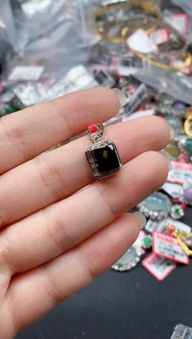 银S925镶嵌戒指翡翠天然A货缅甸翡翠