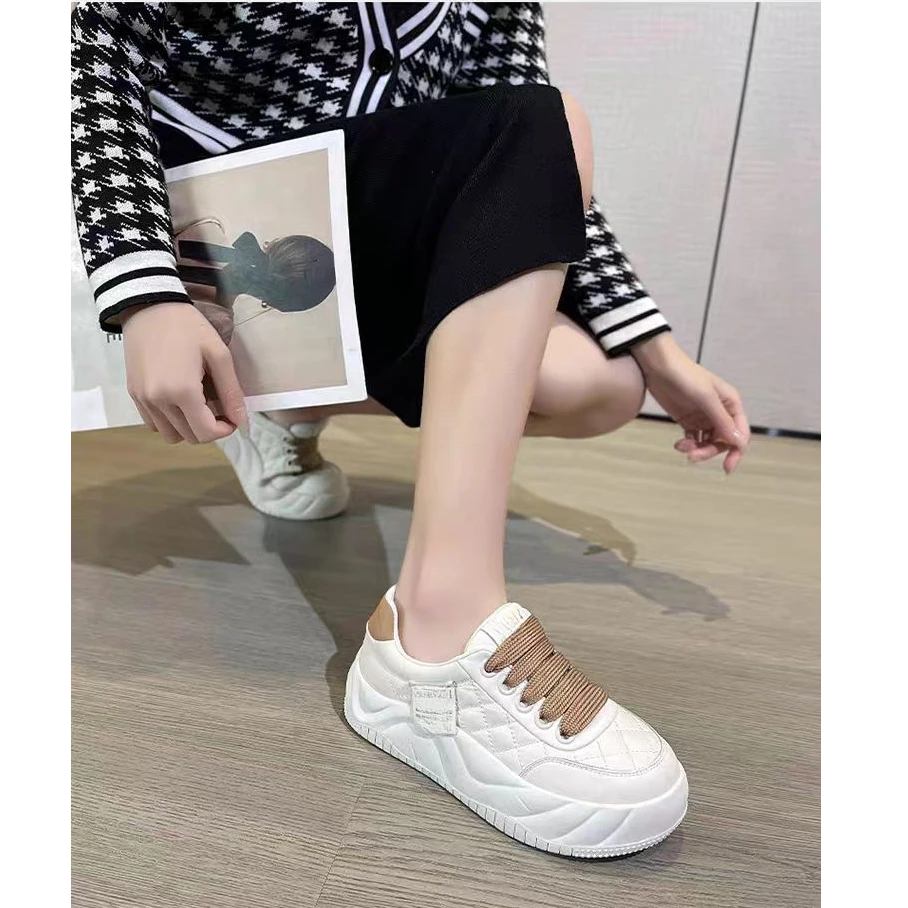 6016网红时尚百搭洋气潮流厚底韩版系带透气面包鞋