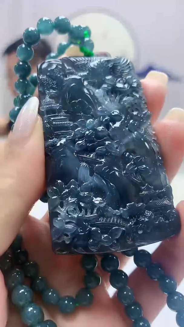 定制翡翠未镶嵌5124ms-毛货53山水赠珠链