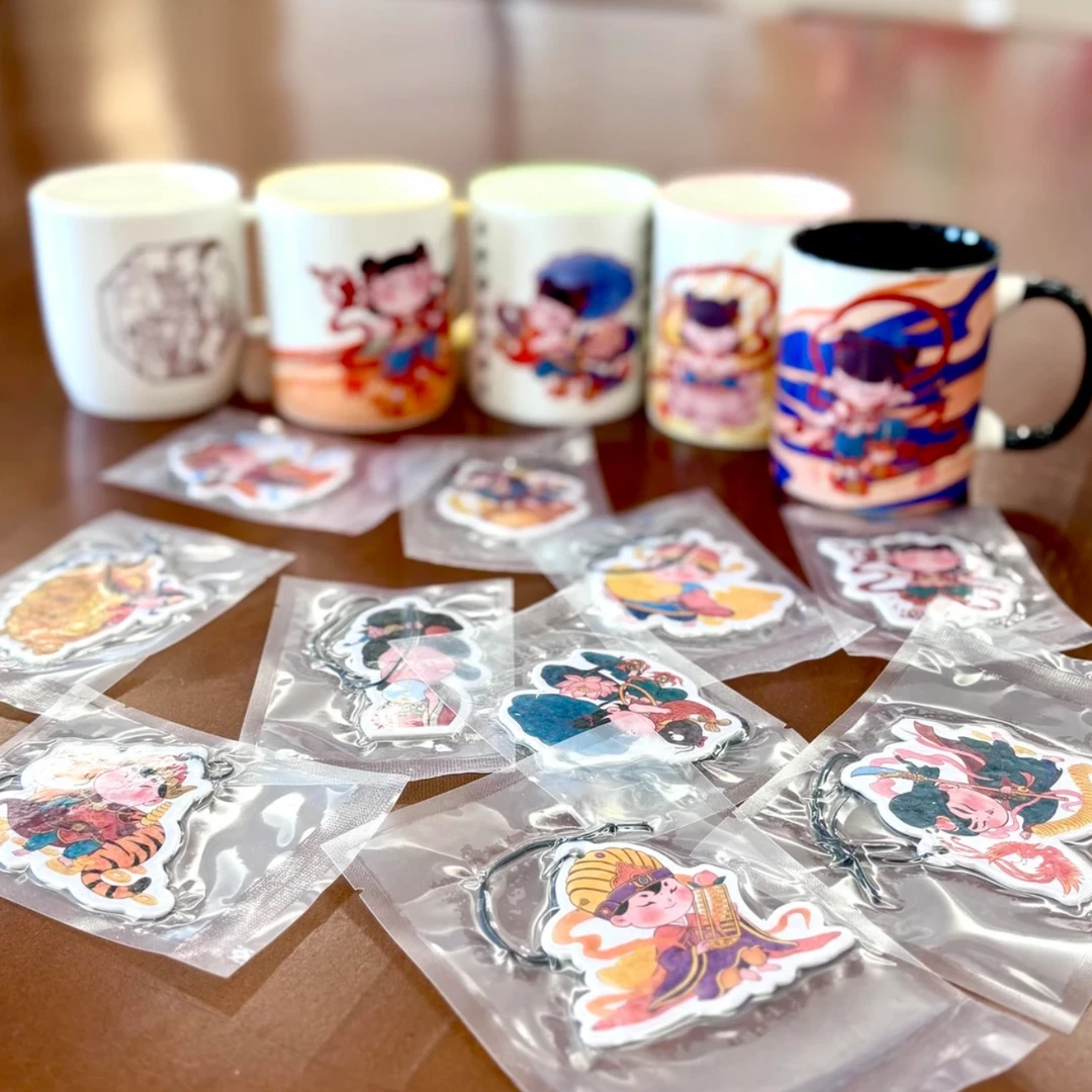 【杨柳青文创】萌版年画香片套装12片 可爱汽车车载香薰车内除味