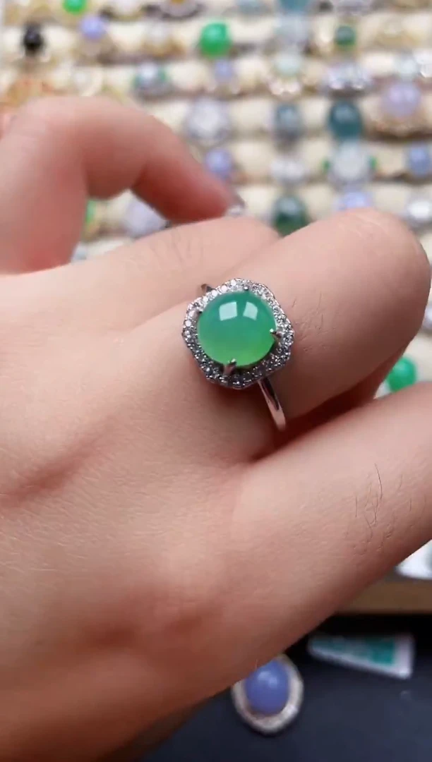 银S925镶嵌戒指翡翠165