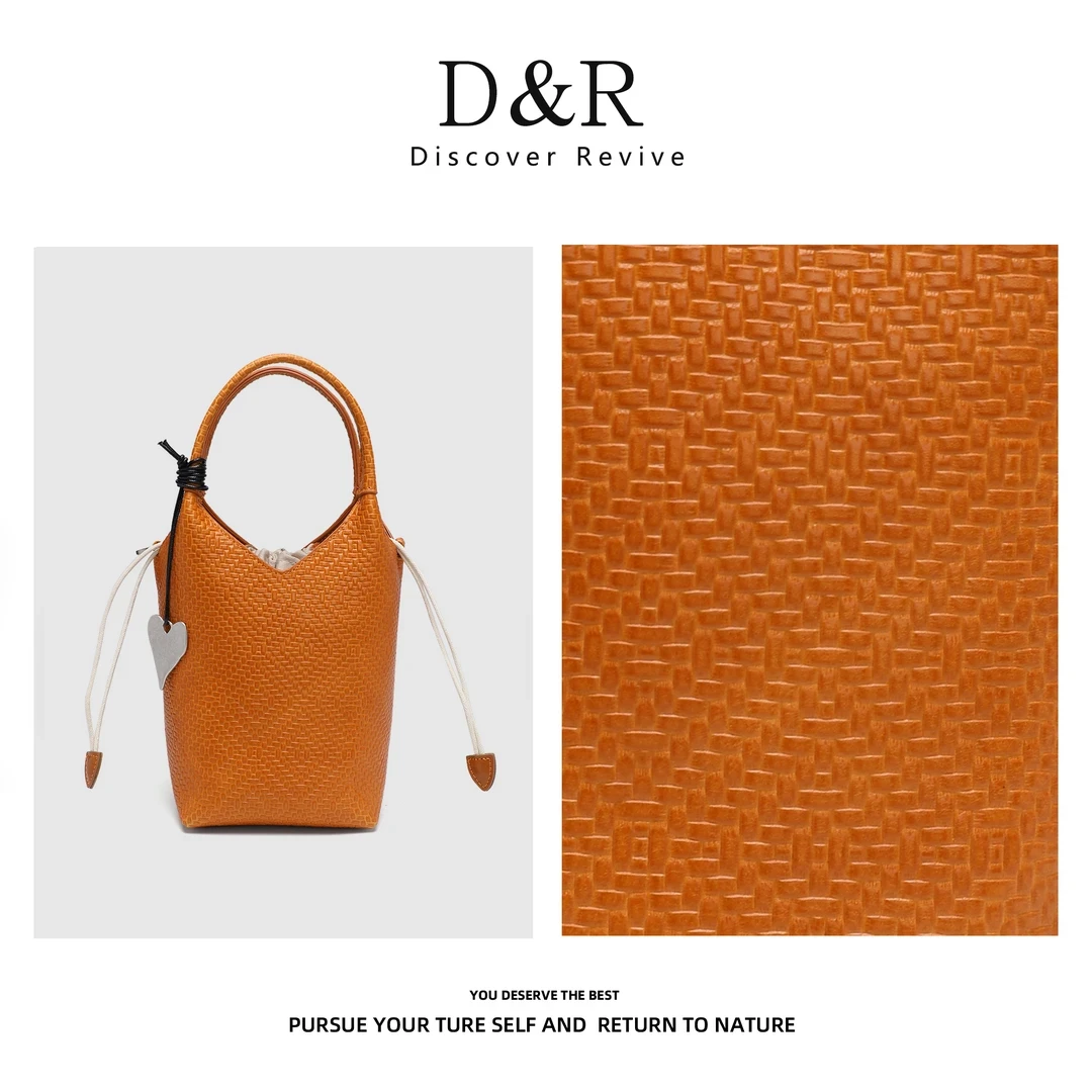 Discover Revive【B家中古】复古时尚压纹手提斜挎包1935#珊瑚橙