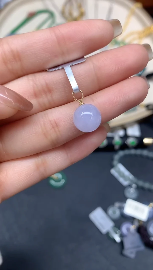 吊坠(不含链)18K金镶嵌翡翠吊坠A382|680