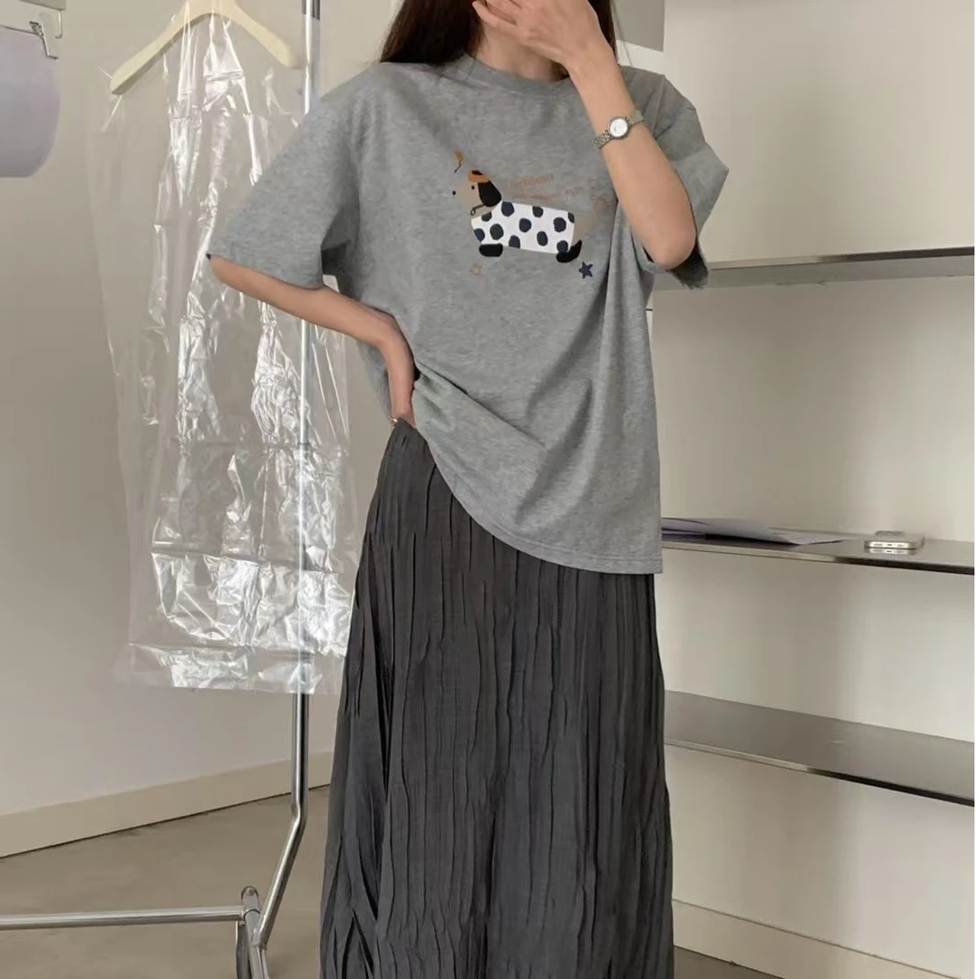 ZHANG&B1 百搭休闲宽松大版波点狗狗T恤 12