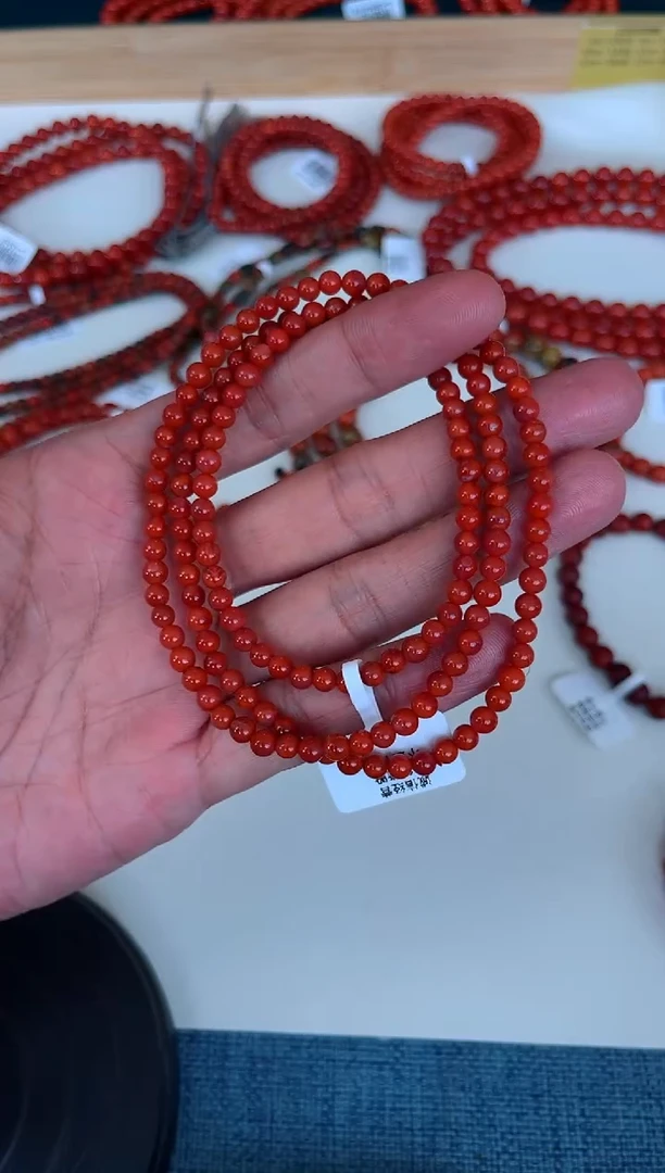 手链未镶嵌南红玛瑙4mm双色锦小米珠多圈A
